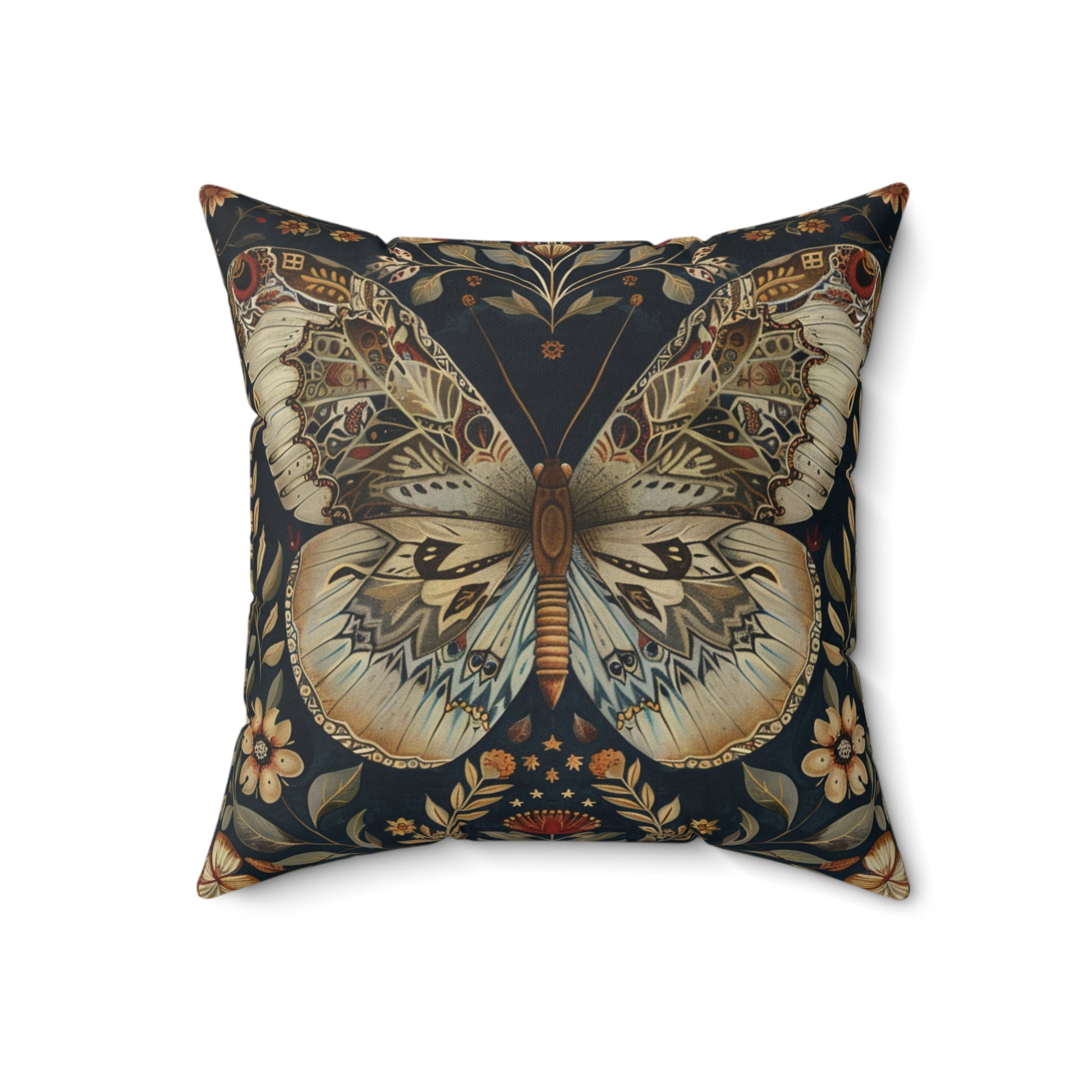 William Morris Style Square Pillow Butterfly Design, Fowers and Butterflies, Butterfly Lovers, Nature Lovers, insert included - Homevalley.co.uk