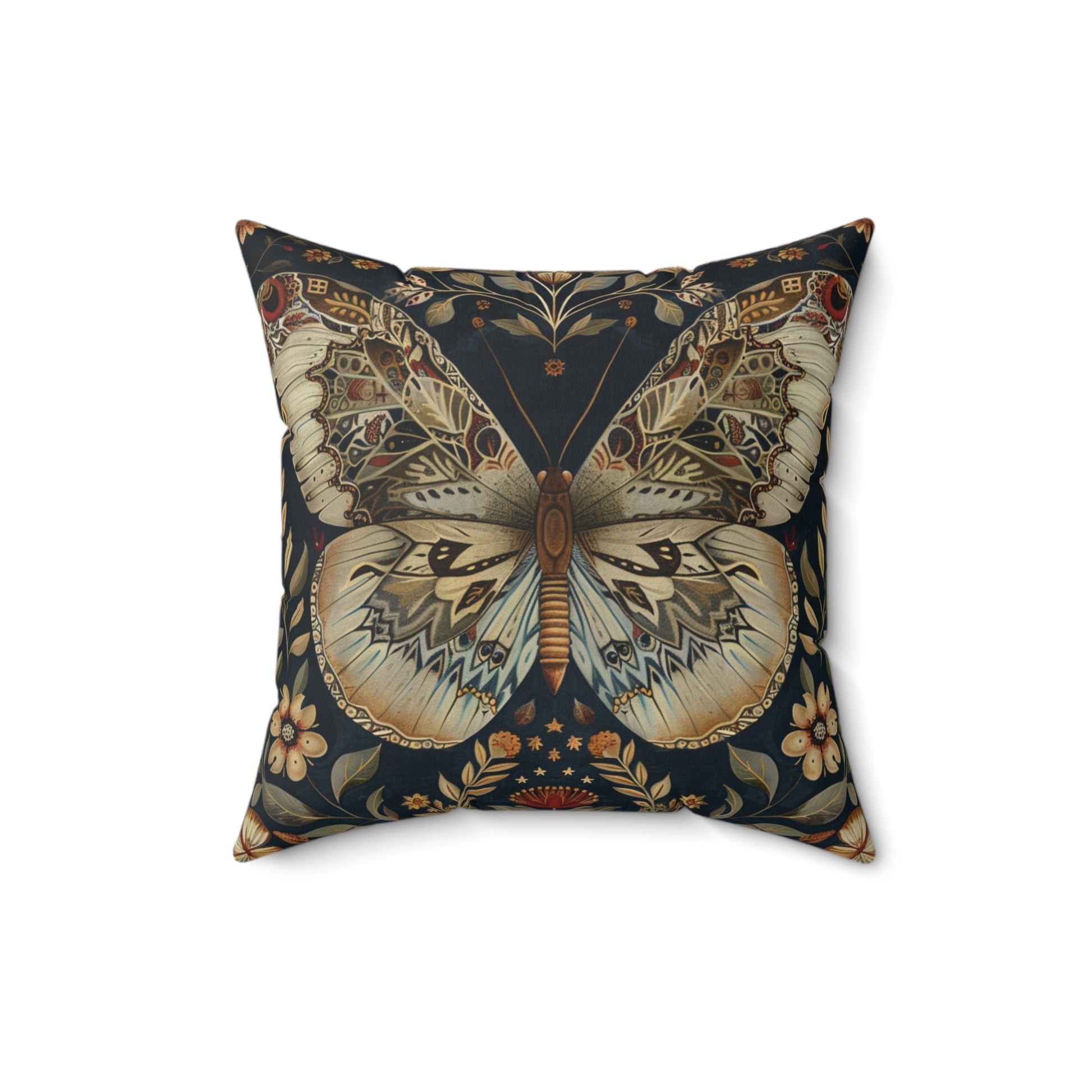 William Morris Style Square Pillow Butterfly Design, Fowers and Butterflies, Butterfly Lovers, Nature Lovers, insert included - Homevalley.co.uk