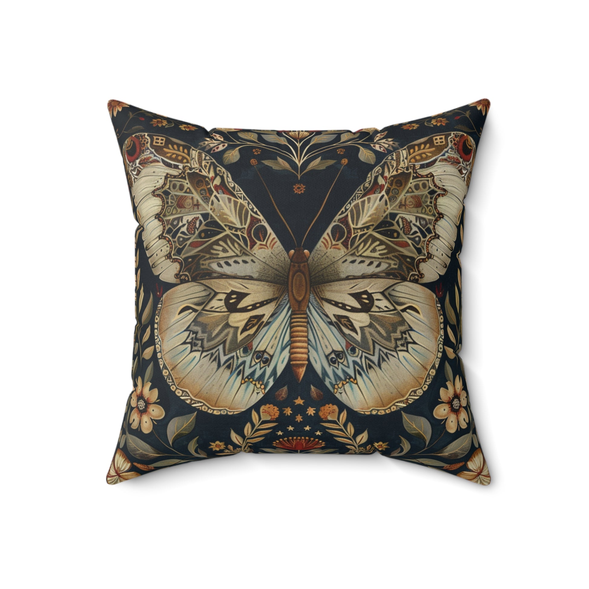 William Morris Style Square Pillow Butterfly Design, Fowers and Butterflies, Butterfly Lovers, Nature Lovers, insert included - Homevalley.co.uk