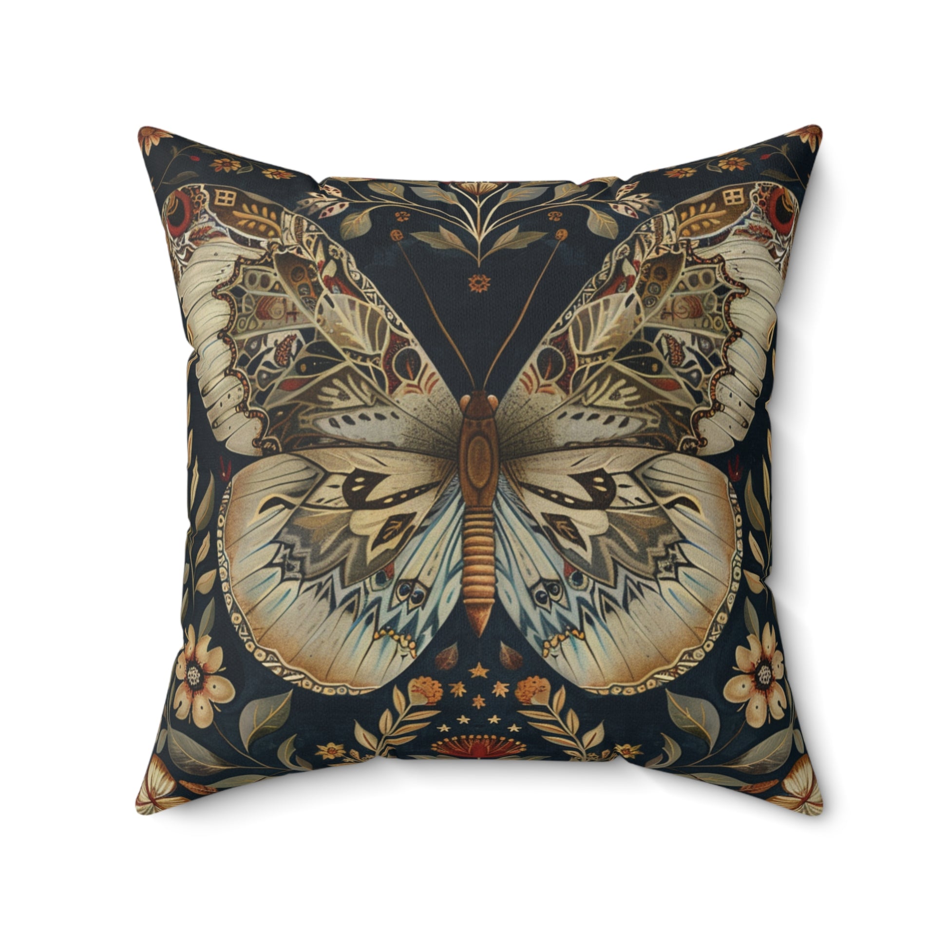 William Morris Style Square Pillow Butterfly Design, Fowers and Butterflies, Butterfly Lovers, Nature Lovers, insert included - Homevalley.co.uk