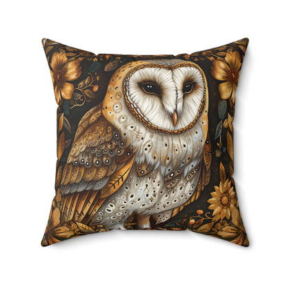 William Morris Style Square Pillow with Barn Owl Design, insert included - Homevalley.co.uk