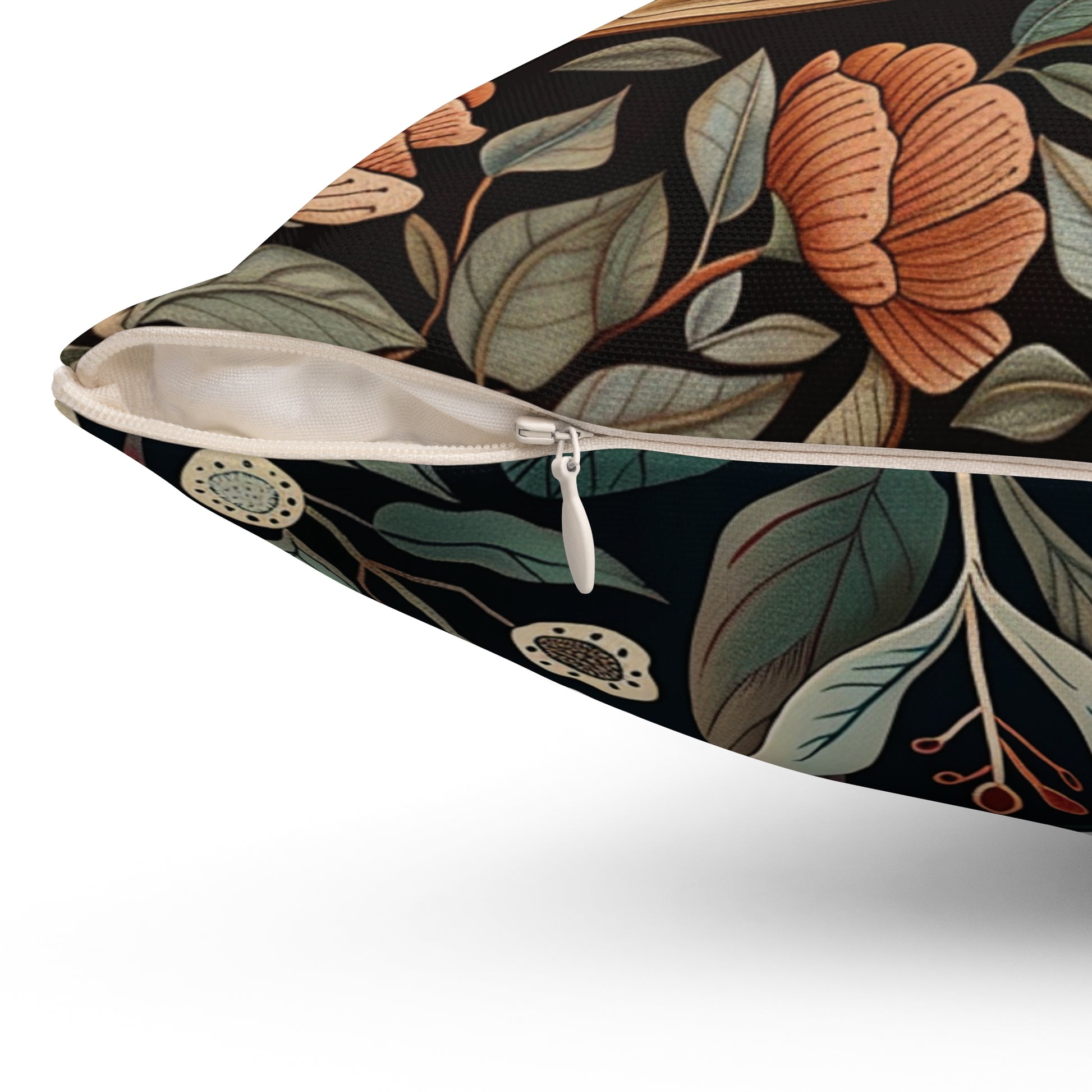William Morris Style Square Pillow with Barn Owl Design, insert included - Homevalley.co.uk