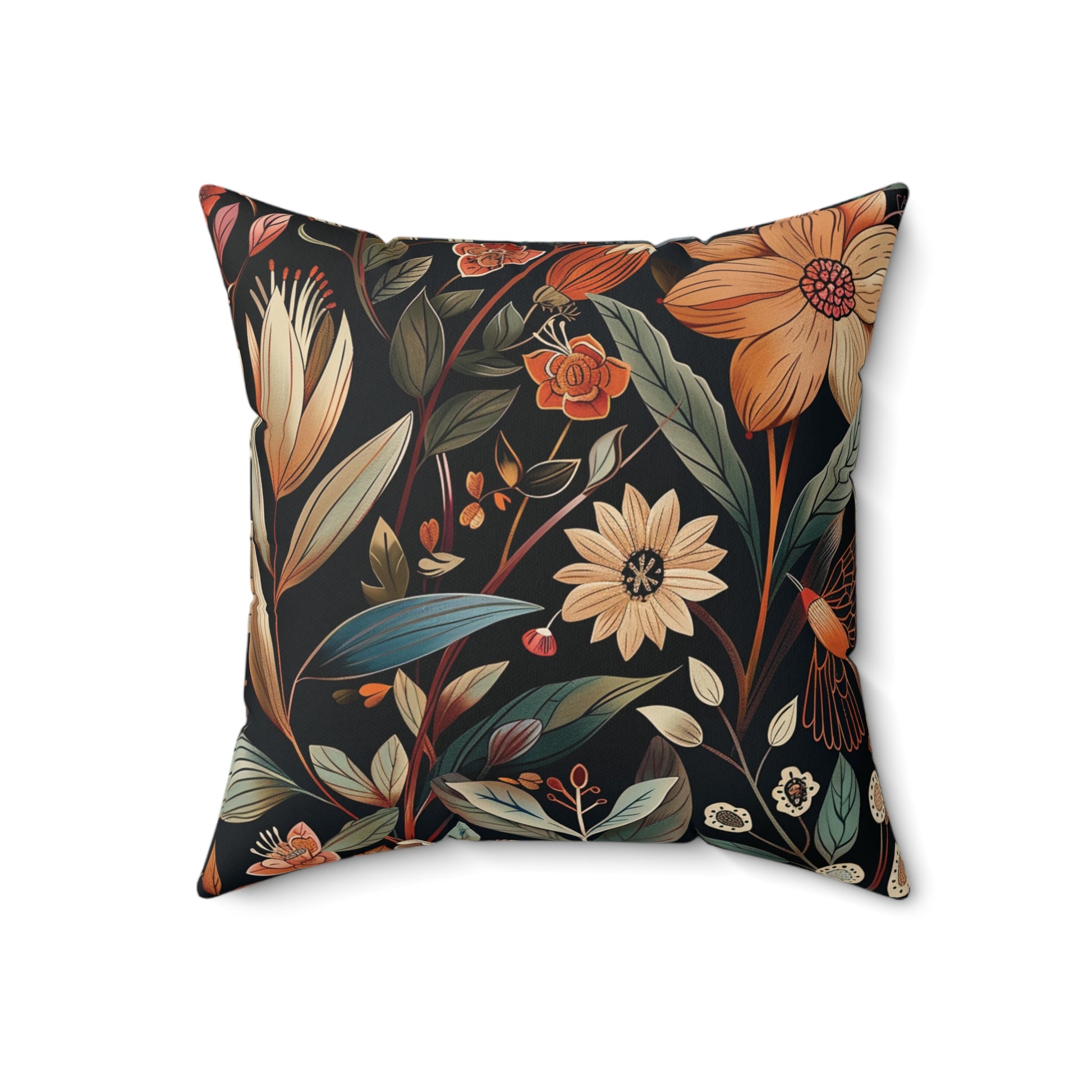 William Morris Style Square Pillow with Barn Owl Design, insert included - Homevalley.co.uk