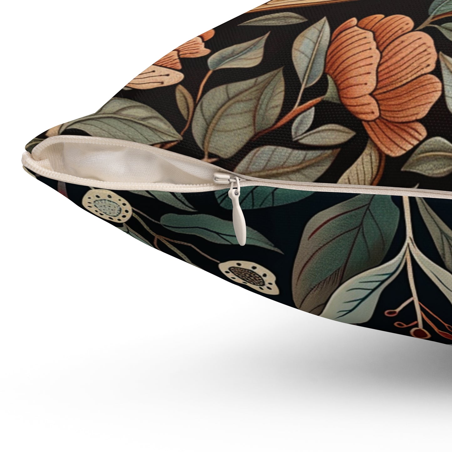 William Morris Style Square Pillow with Barn Owl Design, insert included - Homevalley.co.uk