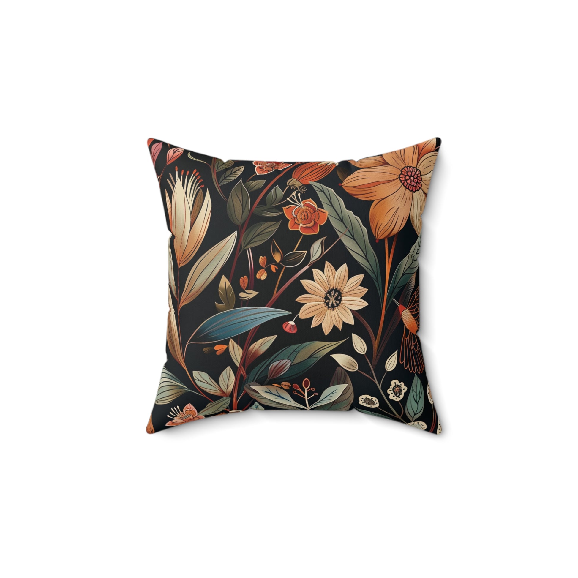 William Morris Style Square Pillow with Barn Owl Design, insert included - Homevalley.co.uk