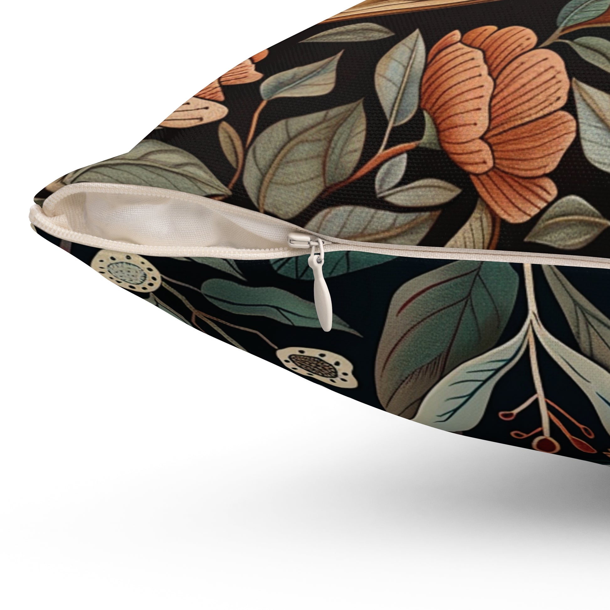 William Morris Style Square Pillow with Barn Owl Design, insert included - Homevalley.co.uk
