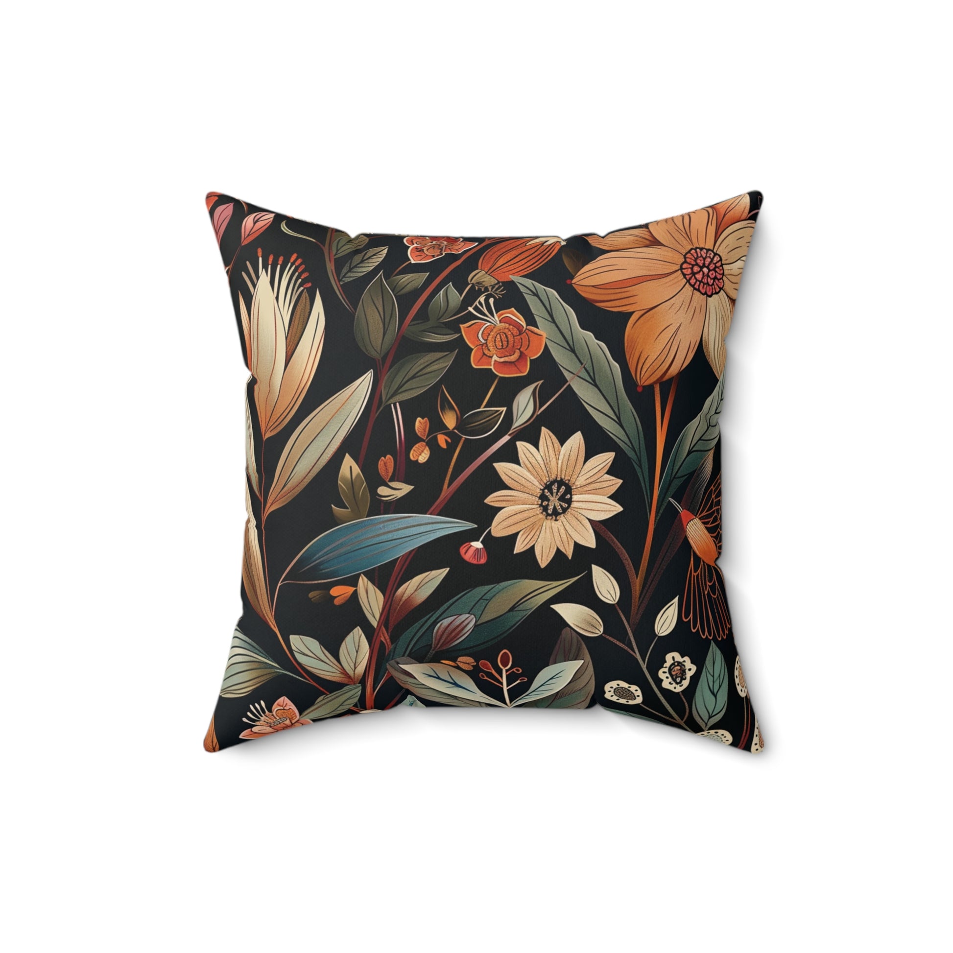 William Morris Style Square Pillow with Barn Owl Design, insert included - Homevalley.co.uk