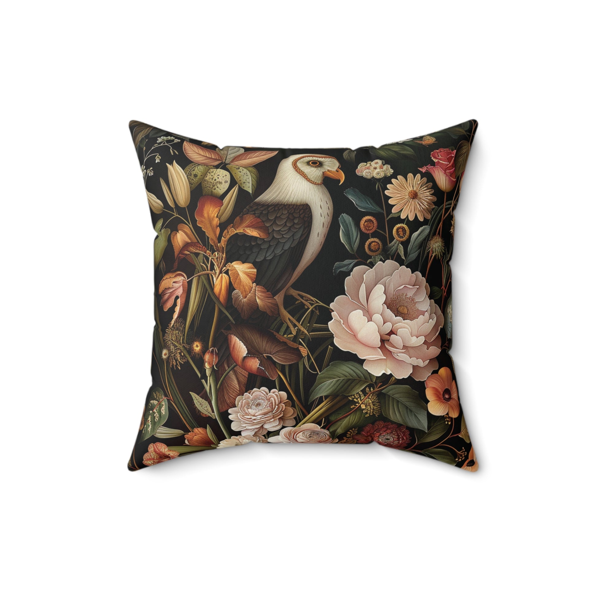 William Morris Style Square Pillow with Parrot Design, Bird Lovers, insert included - Homevalley.co.uk