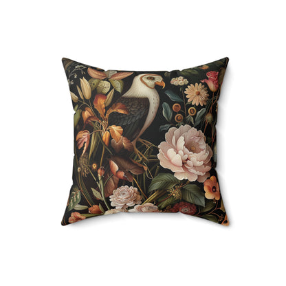 William Morris Style Square Pillow with Parrot Design, Bird Lovers, insert included - Homevalley.co.uk