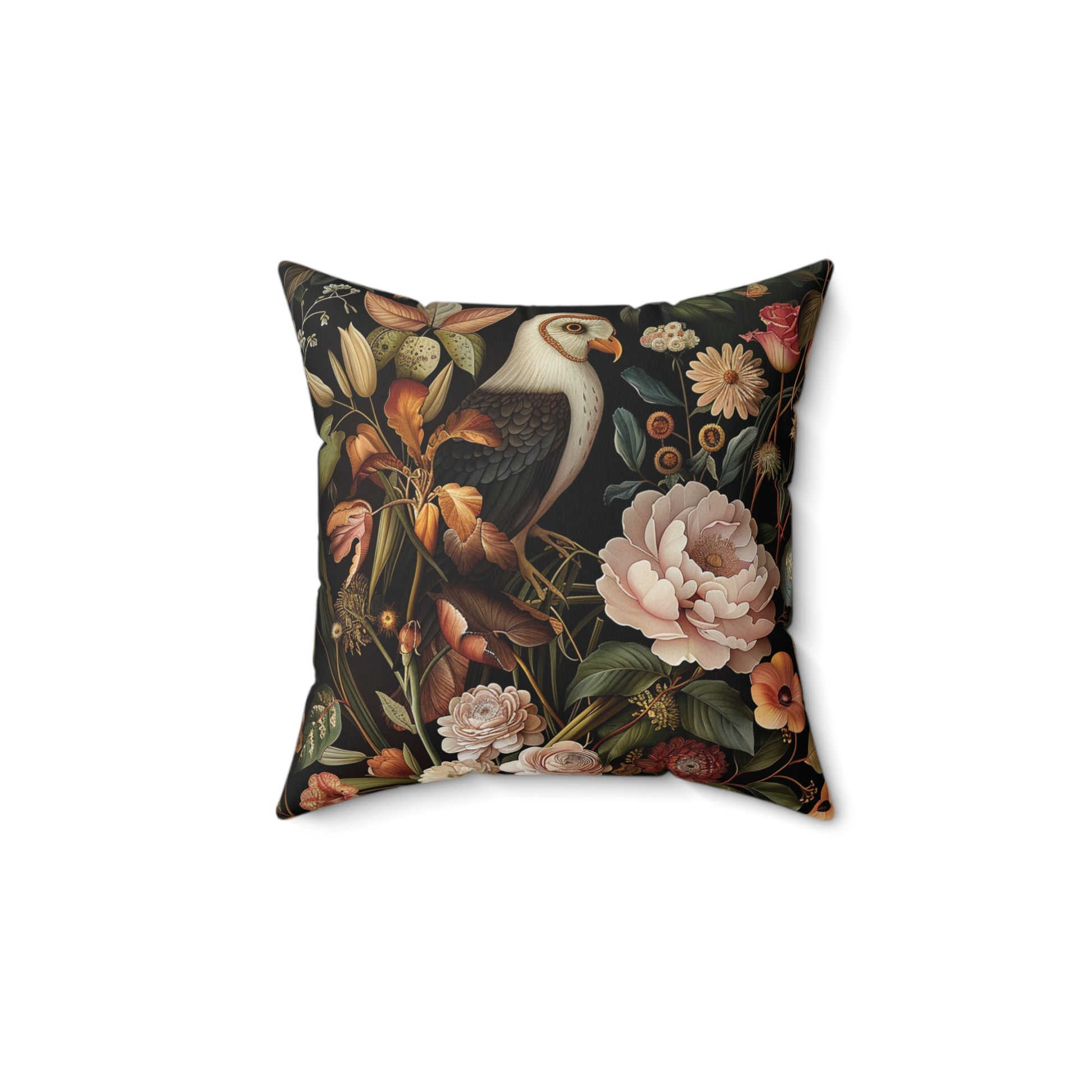 William Morris Style Square Pillow with Parrot Design, Bird Lovers, insert included - Homevalley.co.uk