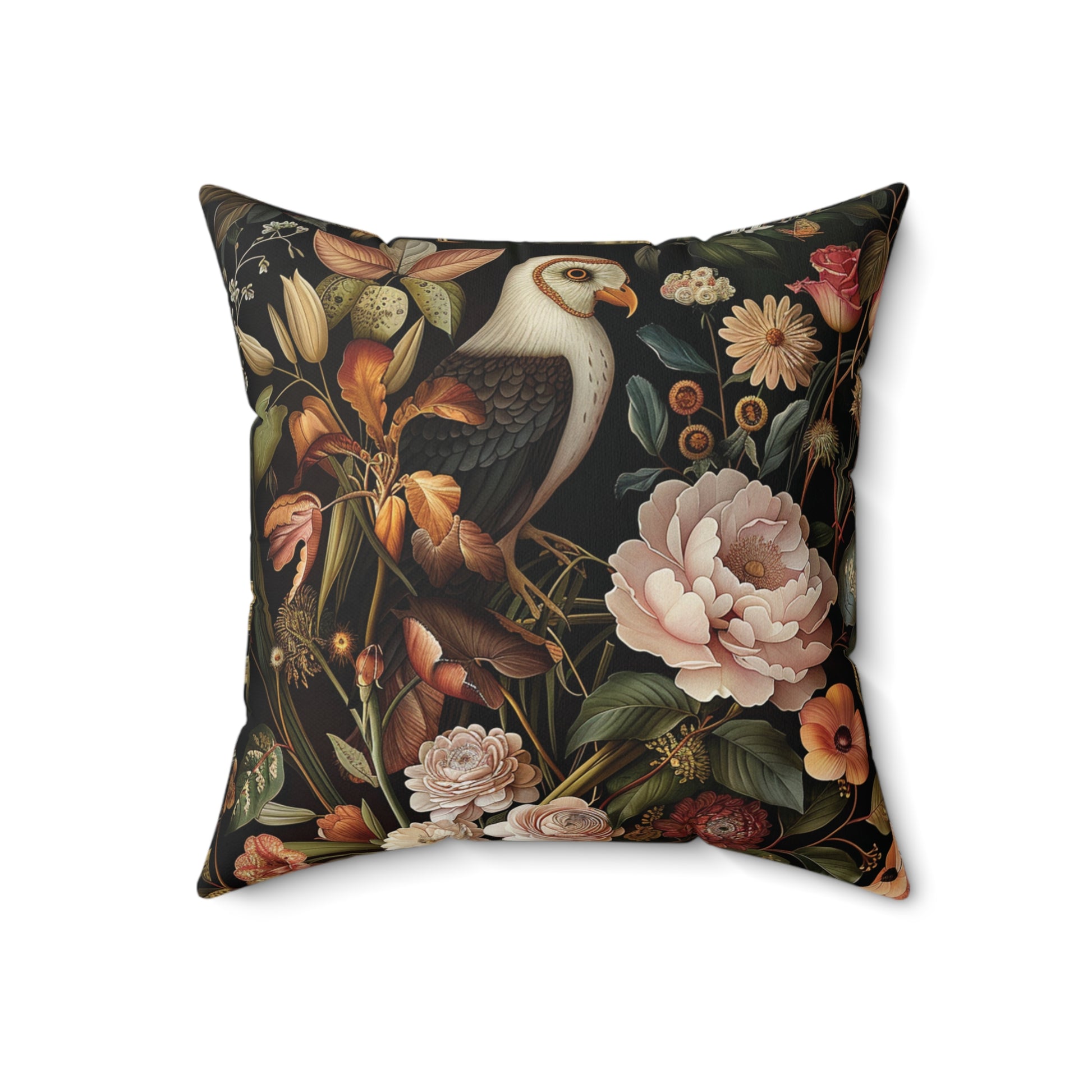 William Morris Style Square Pillow with Parrot Design, Bird Lovers, insert included - Homevalley.co.uk