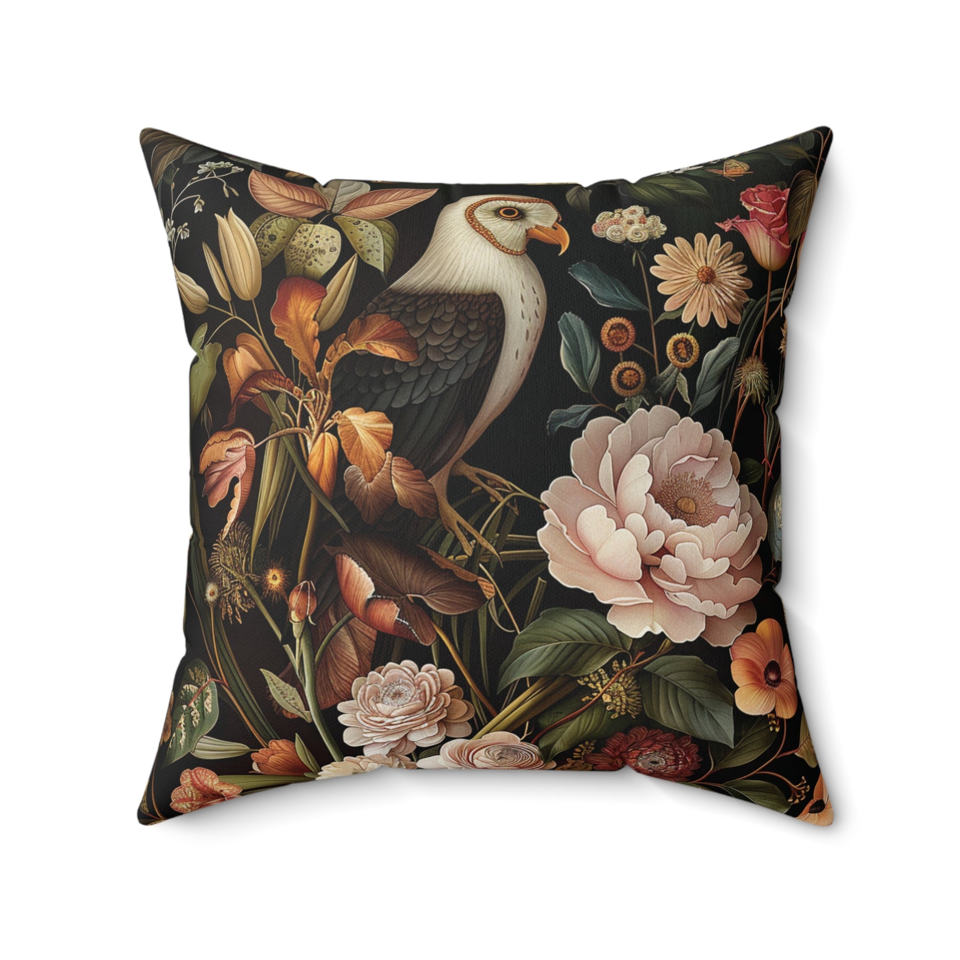 William Morris Style Square Pillow with Parrot Design, Bird Lovers, insert included - Homevalley.co.uk