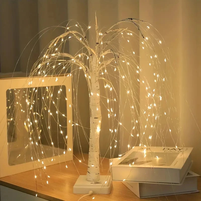 Willow Night Light - 192 LED Table Lamp with 8 Modes | Battery & USB Powered Tree Lights for Wedding, Party, Home & Christmas Decor - Homevalley.co.uk