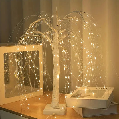 Willow Night Light - 192 LED Table Lamp with 8 Modes | Battery & USB Powered Tree Lights for Wedding, Party, Home & Christmas Decor - Homevalley.co.uk