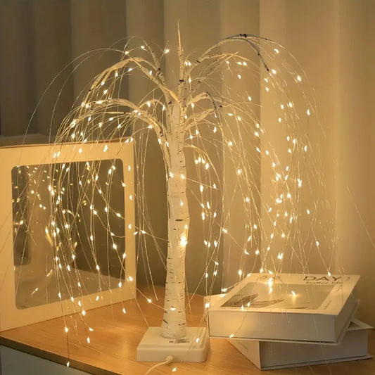Willow Night Light - 192 LED Table Lamp with 8 Modes | Battery & USB Powered Tree Lights for Wedding, Party, Home & Christmas Decor - Homevalley.co.uk