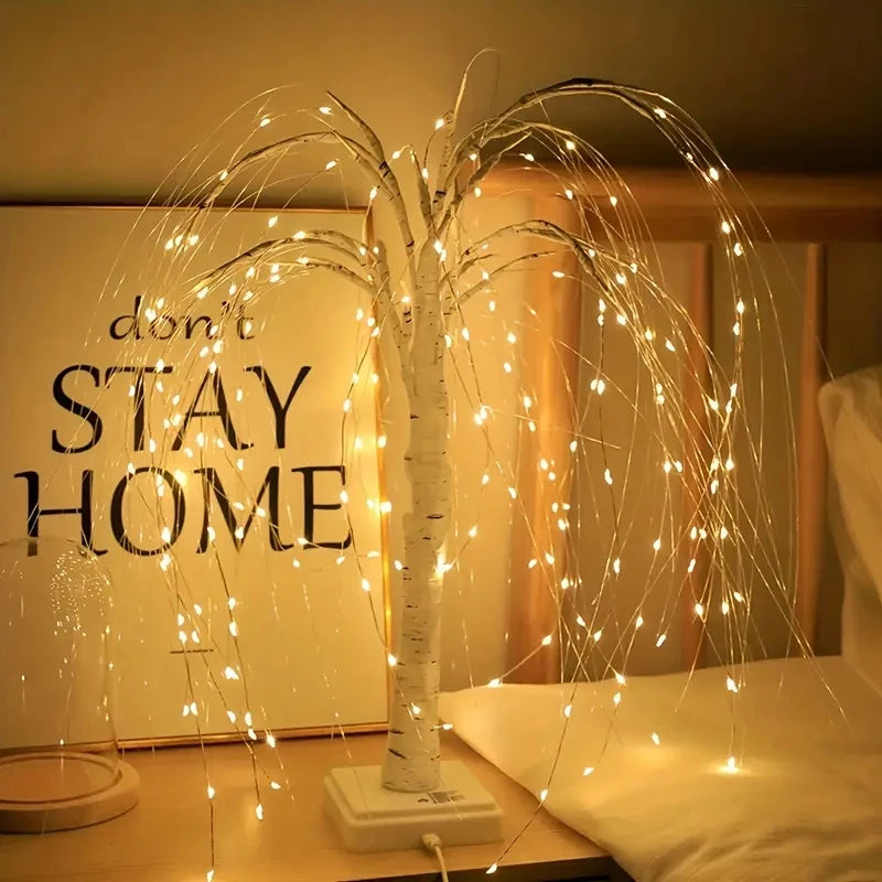 Willow Night Light - 192 LED Table Lamp with 8 Modes | Battery & USB Powered Tree Lights for Wedding, Party, Home & Christmas Decor - Homevalley.co.uk