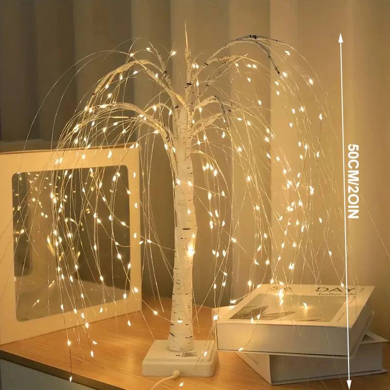 Willow Night Light - 192 LED Table Lamp with 8 Modes | Battery & USB Powered Tree Lights for Wedding, Party, Home & Christmas Decor - Homevalley.co.uk