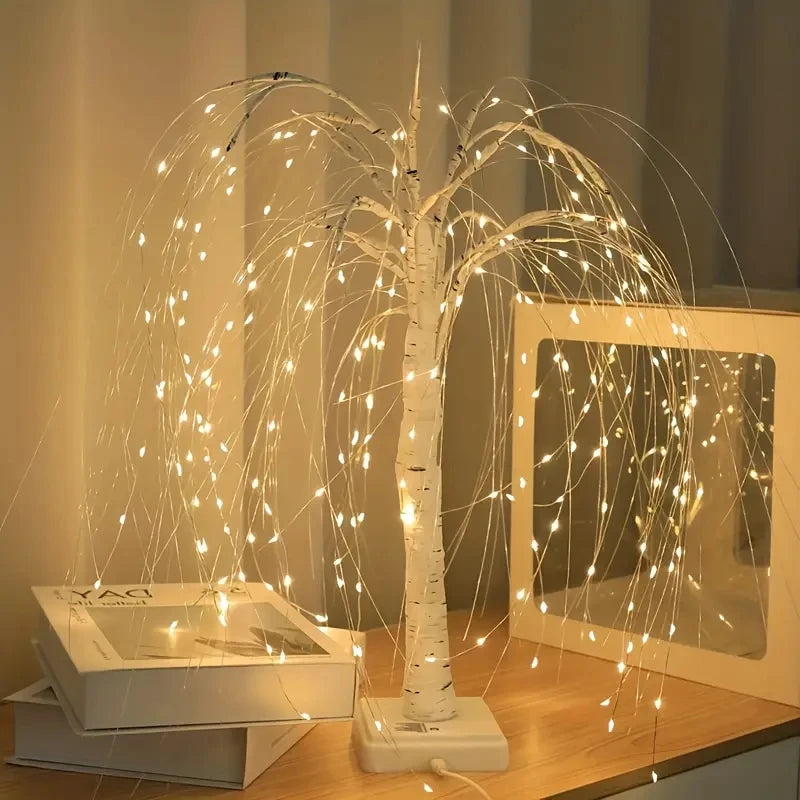 Willow Night Light - 192 LED Table Lamp with 8 Modes | Battery & USB Powered Tree Lights for Wedding, Party, Home & Christmas Decor - Homevalley.co.uk
