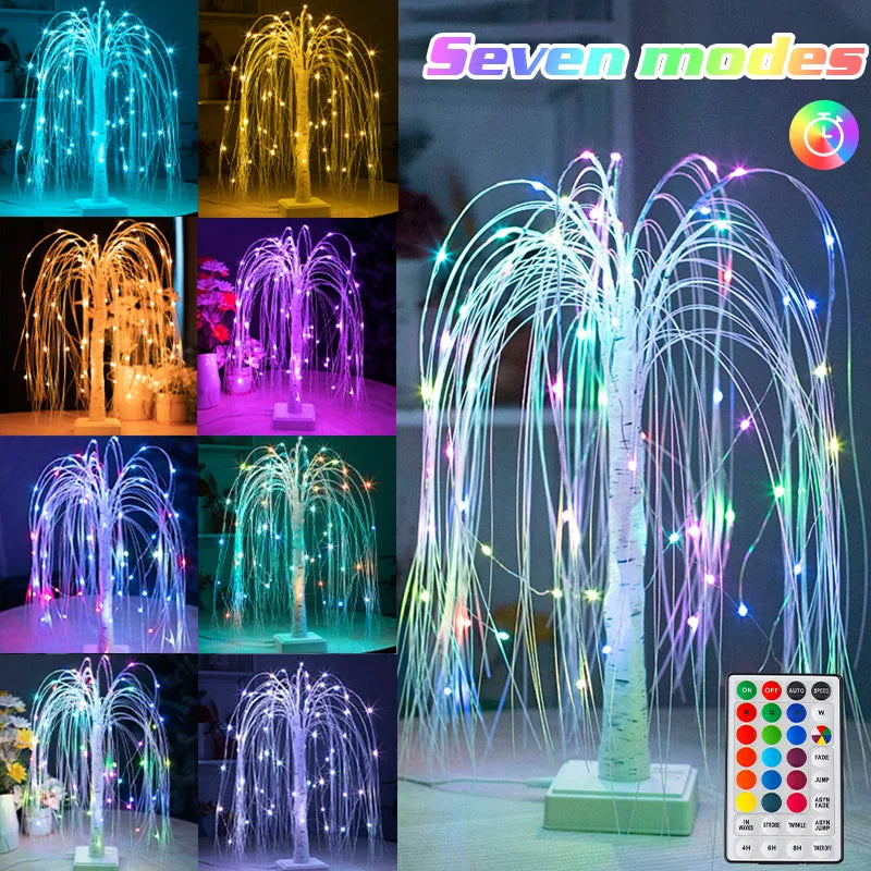 Willow Night Light LED Weeping Willow Tree Lamp - 7 Color Modes Table Lamp for Bedroom Decor - Homevalley.co.uk