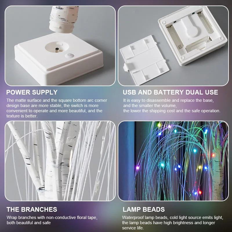 Willow Night Light LED Weeping Willow Tree Lamp - 7 Color Modes Table Lamp for Bedroom Decor - Homevalley.co.uk