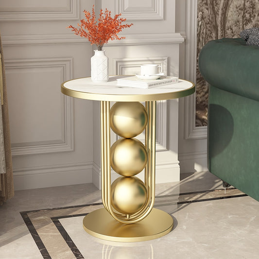 Modern Round Side Table with Marble Top - Homevalley.co.uk