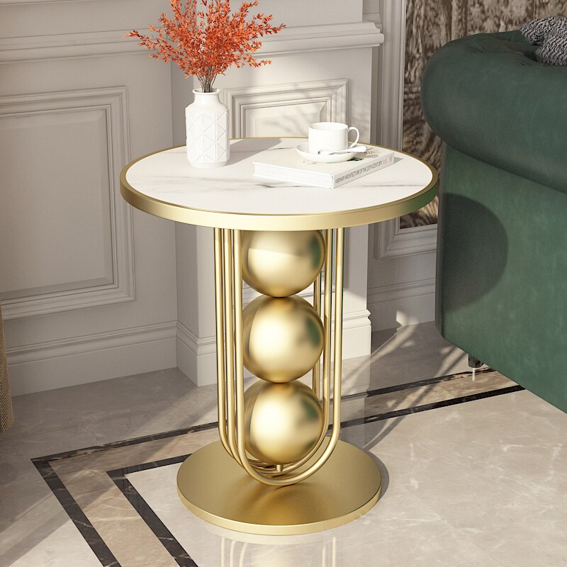 Modern Round Side Table with Marble Top - Homevalley.co.uk