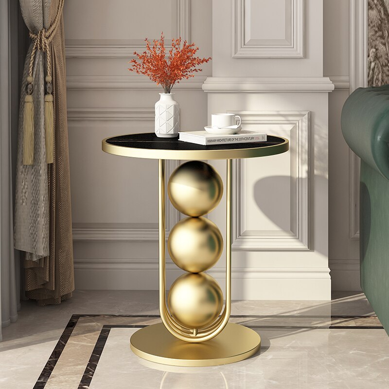 Modern Round Side Table with Marble Top - Homevalley.co.uk