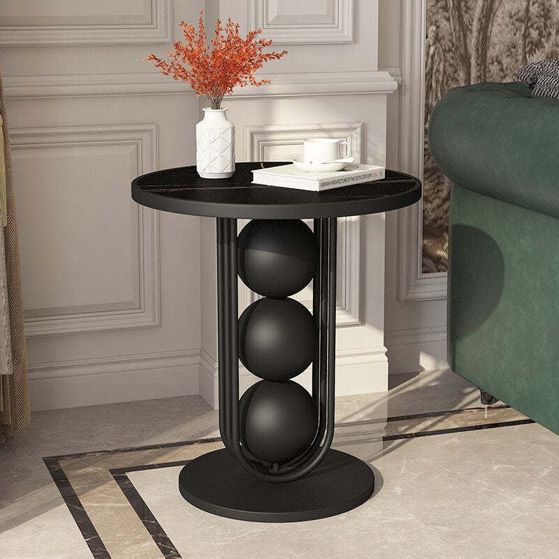 Modern Round Side Table with Marble Top - Homevalley.co.uk