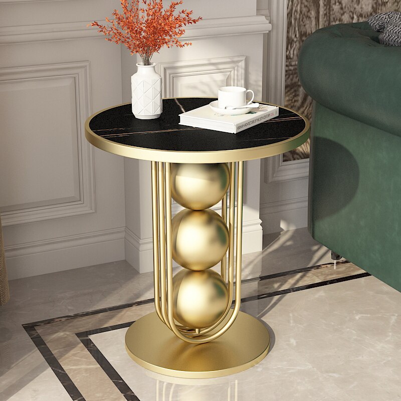 Modern Round Side Table with Marble Top - Homevalley.co.uk