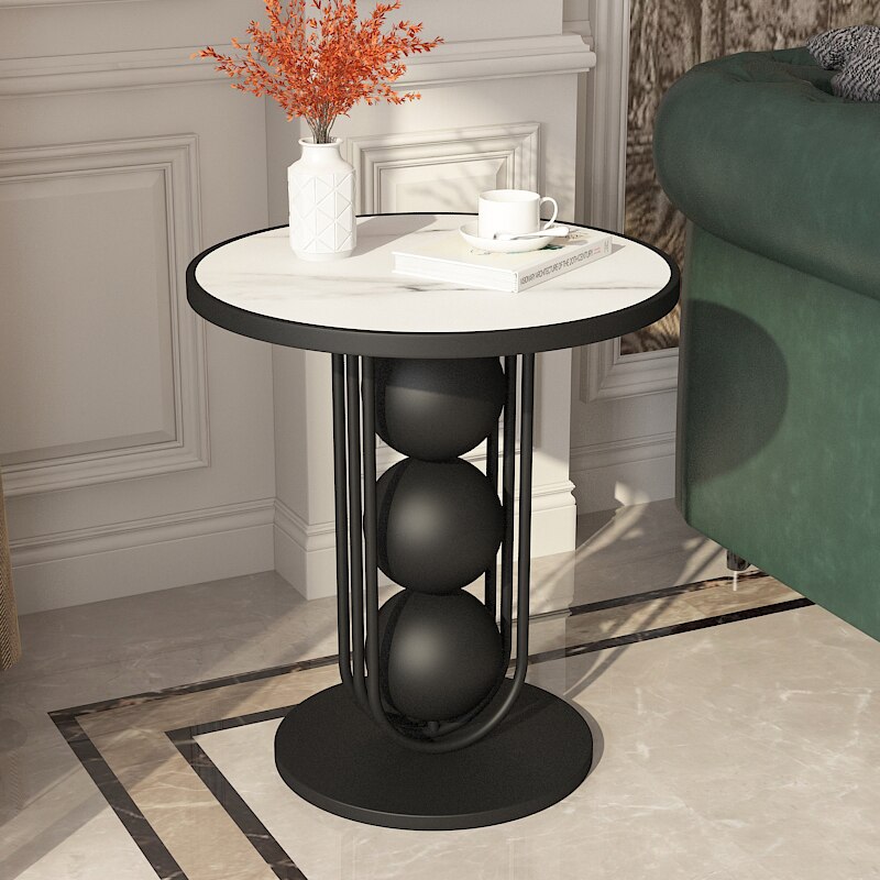 Modern Round Side Table with Marble Top - Homevalley.co.uk
