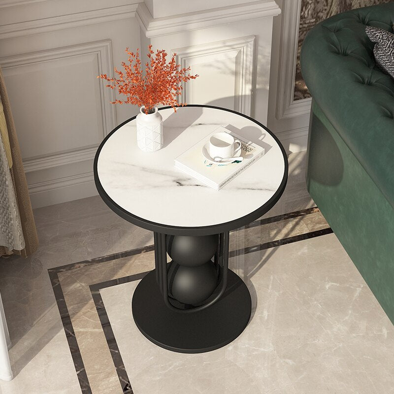 Modern Round Side Table with Marble Top - Homevalley.co.uk