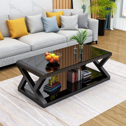 Rectangle Tempered Glass Japanese Style Coffee Table - old - Homevalley.co.uk