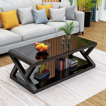 Rectangle Tempered Glass Japanese Style Coffee Table - old - Homevalley.co.uk