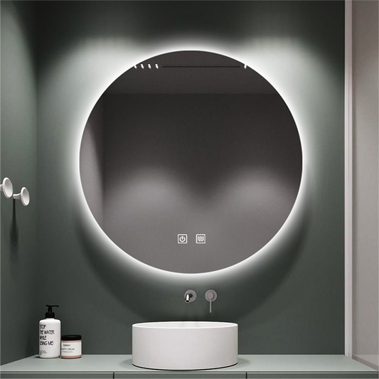 Round Smart Bathroom Mirror, Anti Fog Touch Screen - Homevalley.co.uk