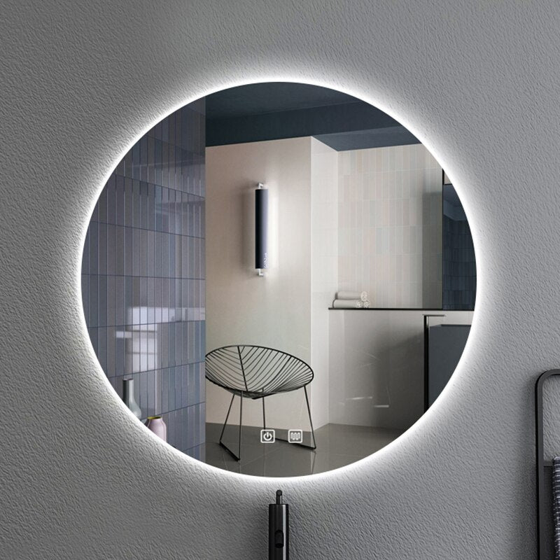 Round Smart Bathroom Mirror, Anti Fog Touch Screen - Homevalley.co.uk