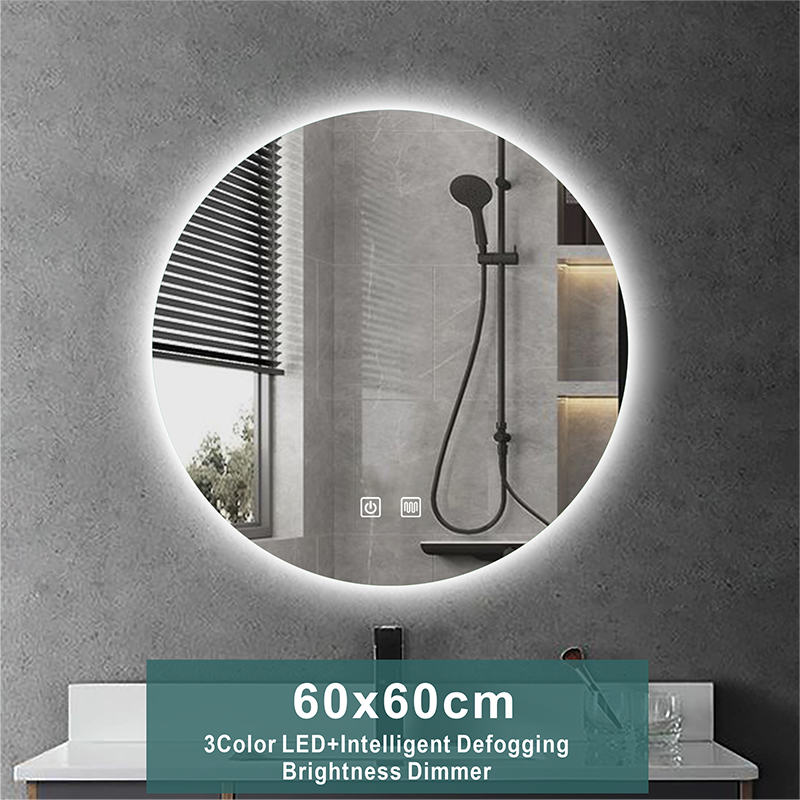 Round Smart Bathroom Mirror, Anti Fog Touch Screen - Homevalley.co.uk