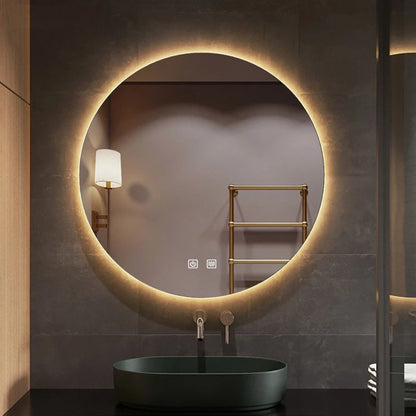 Round Smart Bathroom Mirror, Anti Fog Touch Screen - Homevalley.co.uk