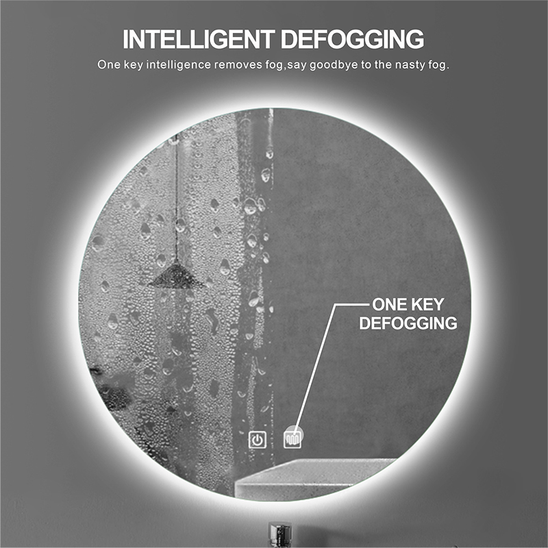 Round Smart Bathroom Mirror, Anti Fog Touch Screen - Homevalley.co.uk