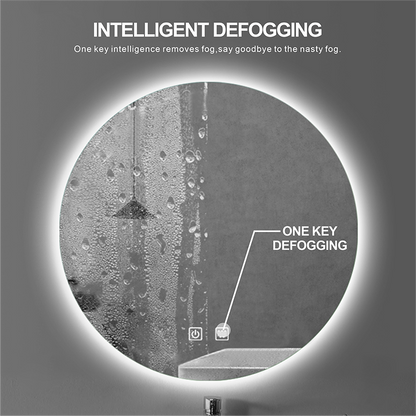 Round Smart Bathroom Mirror, Anti Fog Touch Screen - Homevalley.co.uk