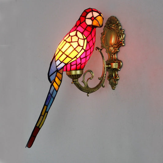Tiffany Stained Glass Wall Mounted Parrot Lamp - Homevalley.co.uk
